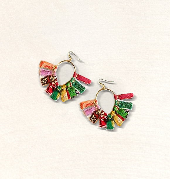 Kantha Arrowhead Earrings