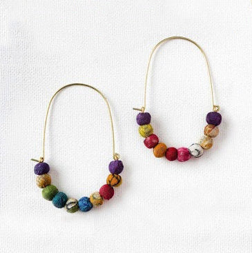 Kantha Wire Hoops